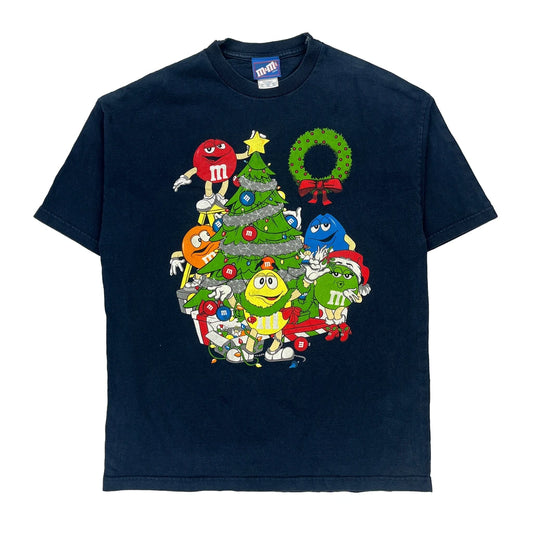 M&M Christmas T-Shirt - XL Navy Cotton