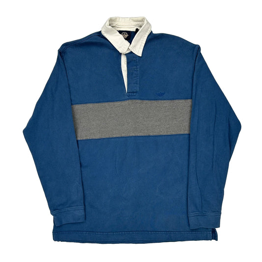 Dockers Striped Rugby Shirt - Medium Blue Cotton