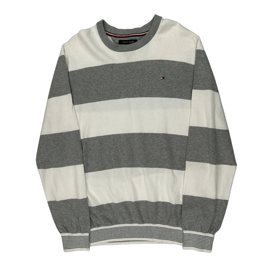 Tommy Hilfiger Striped Jumper - XL Grey Cotton