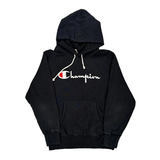 Champion Spellout Hoodie - XL Black Cotton