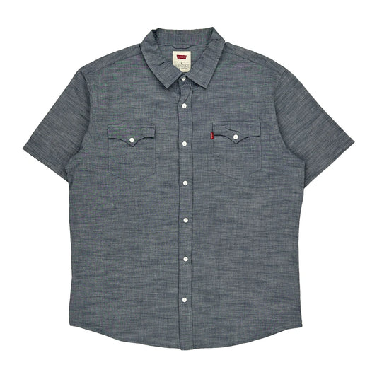 Levis Short Sleeve Shirt - XL Grey Cotton