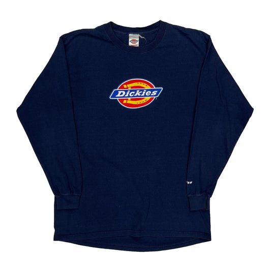 Vintage Dickies Long Sleeve T-Shirt - Medium Navy Cotton