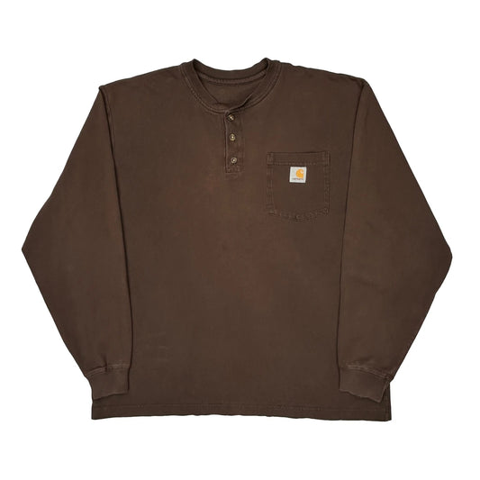 Carhartt Long Sleeve T-Shirt - XL Brown Cotton