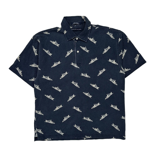 Tommy Hilfiger Graphic Polo Shirt - Large Navy Cotton