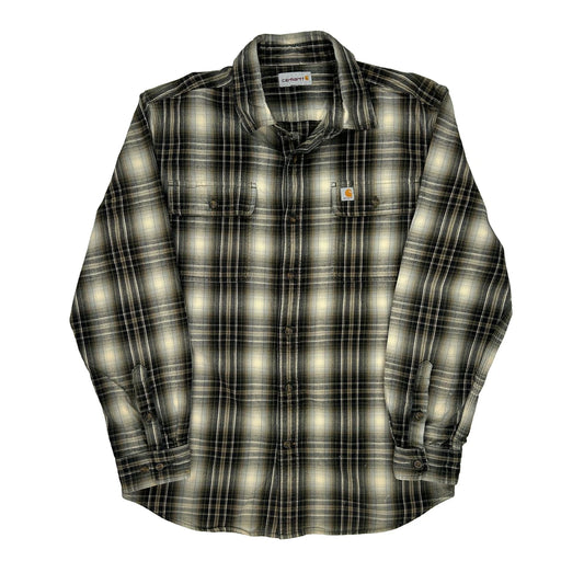 Carhartt Checked Flannel Shirt - Large Grey Cotton