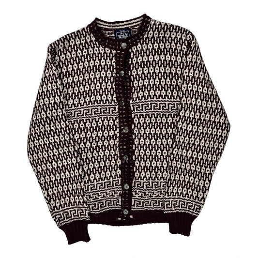 Woolrich Cardigan - Large Burgundy Cotton