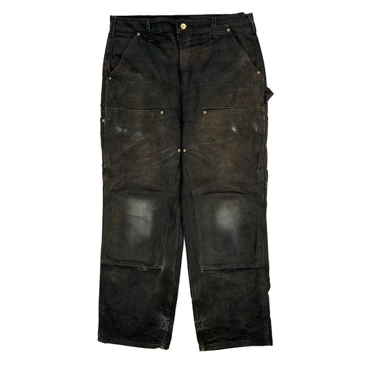 Carhartt Double Knee Carpenter Trousers - 36W 30L Black Cotton
