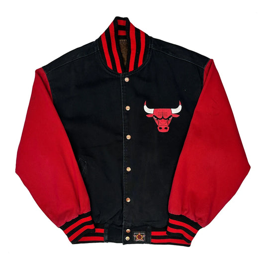 Made In USA Jeff Hamilton Chicago Bulls Varsity Jacket - Medium Black Polyester