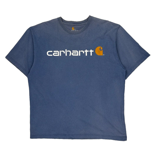 Carhartt Spellout T-Shirt - Large Blue Cotton