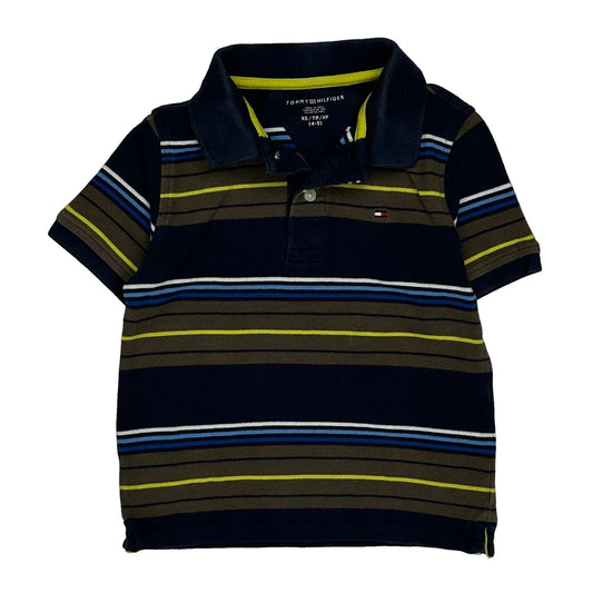 Age 4-5 Tommy Hilfiger Striped Polo Shirt - XS Navy Cotton