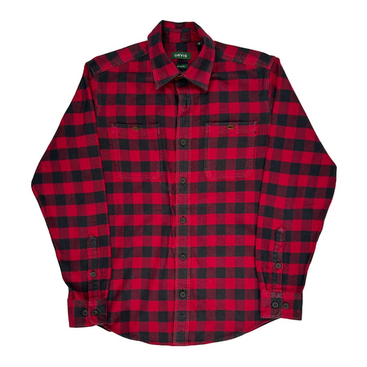 Vintage Orvis Checked Flannel Shirt - Medium Red Cotton