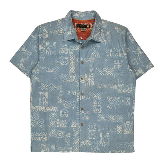 Quiksilver Hawaiian Shirt - Large Blue Cotton