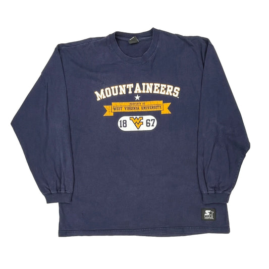West Virginia University Starter College Long Sleeve T-Shirt - XL Navy Cotton