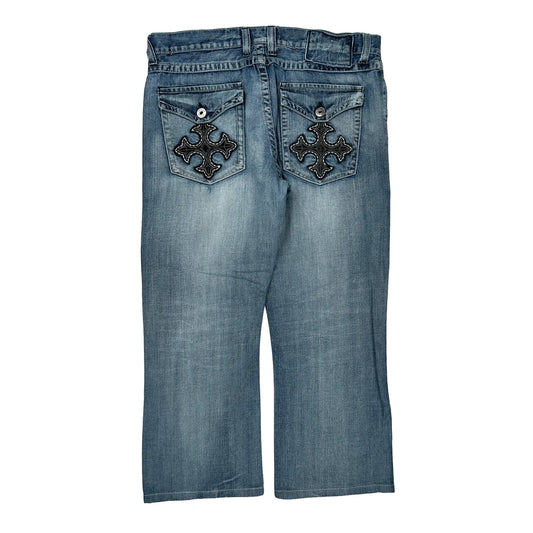 Helix Boot Cut Jeans - 36W 30L Blue Cotton