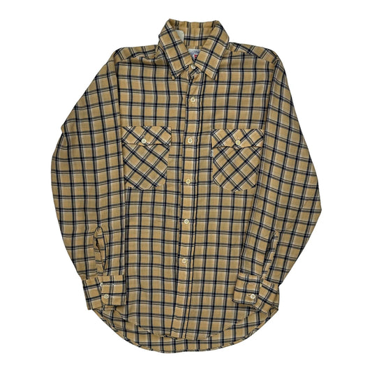 Levis Checked Flannel Shirt - Small Beige Cotton