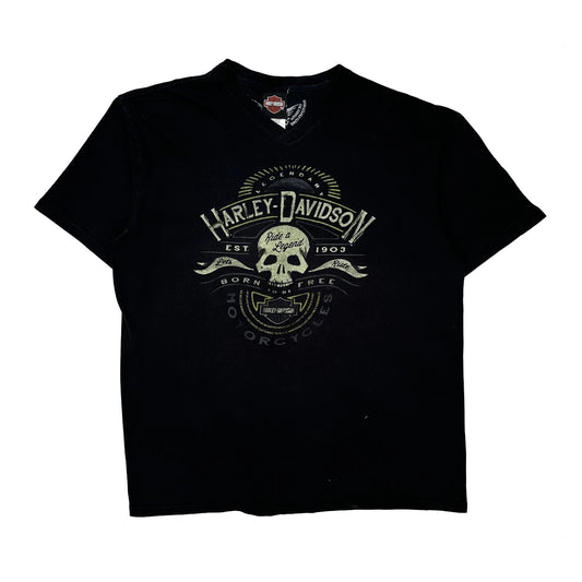 Ride A Legend Harley Davidson Graphic T-Shirt - XL Black Cotton