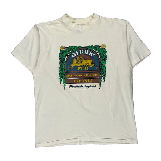Pub Theme Oneita Graphic T-Shirt - XL White Cotton