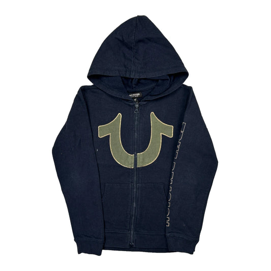 Vintage Age 7 True Religion Spellout Hoodie - Small Navy Cotton