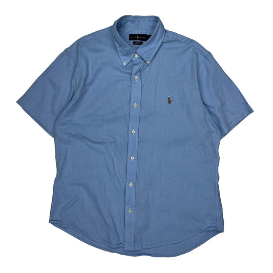 Ralph Lauren Slim Fit Short Sleeve Shirt - XL Blue Cotton