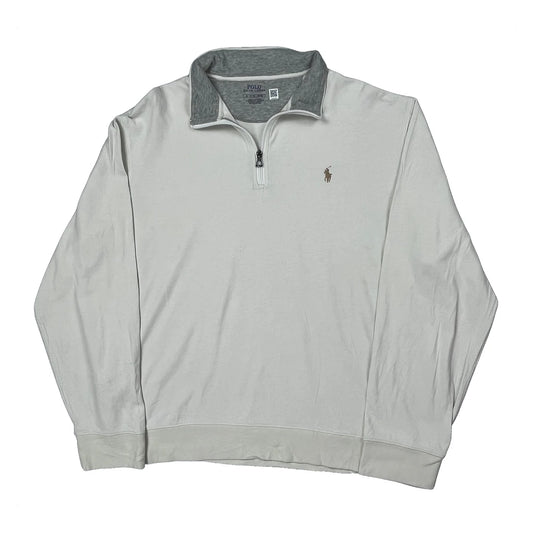 Polo By Ralph Lauren 1/4 Zip - XL White Cotton