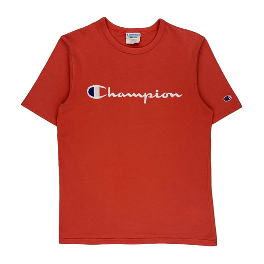 Champion Spellout T-Shirt - Medium Orange Cotton
