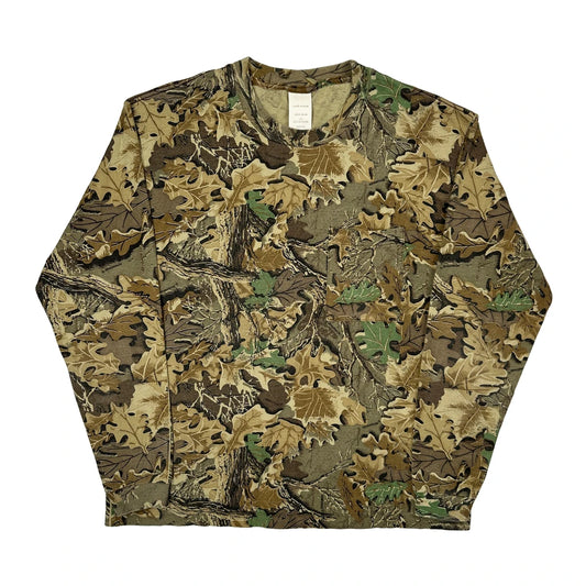 Vintage Mossy Oak Camo Long Sleeve T-Shirt - Large Camo Cotton