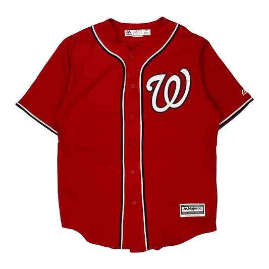 Made In USA Washington Nationals Majestic Mlb Jersey - Large Red Polyester