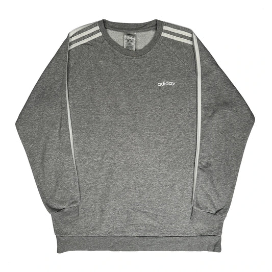 Adidas Striped Sweatshirt - Medium Grey Cotton Blend