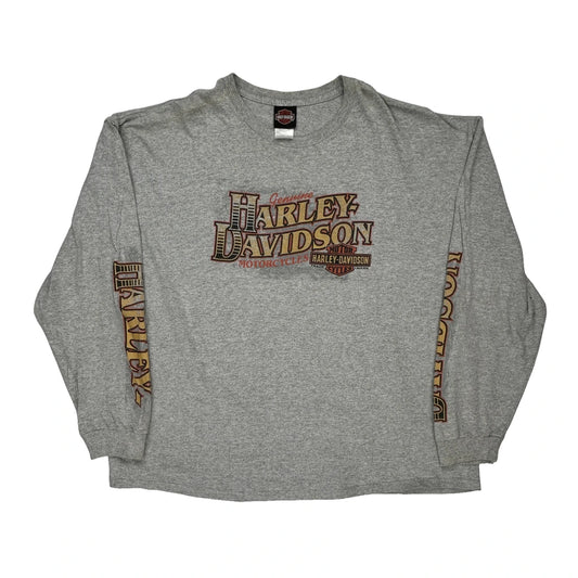 Dayton, Ohio Harley Davidson Graphic Long Sleeve T-Shirt - 3XL Grey Cotton