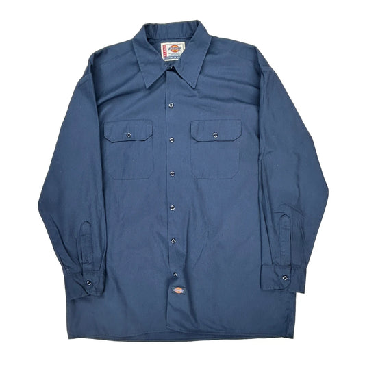 Dickies Shirt - XL Blue Polyester Blend