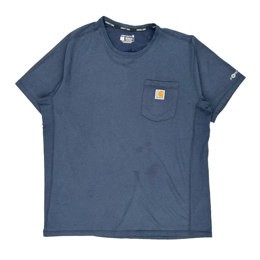 Carhartt T-Shirt - Large Blue Cotton Blend