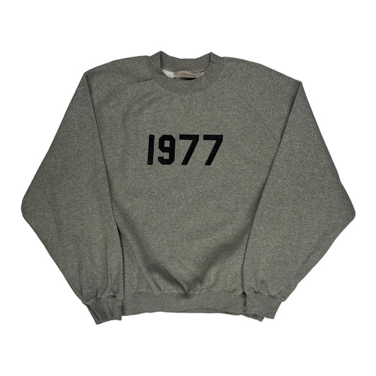 1977 Essentials Sweatshirt - Large Grey Cotton