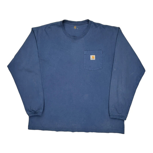 Carhartt Long Sleeve T-Shirt - XL Blue Cotton