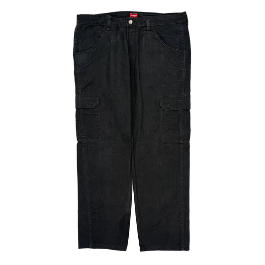 Wrangler Cargo Trousers - 40W 32L Black Cotton Blend