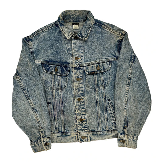 Made In Usa Lee Denim Jacket - Large Acid Wash Cotton