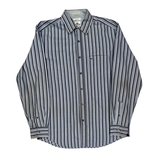 Lacoste Striped Shirt - Medium Grey Cotton