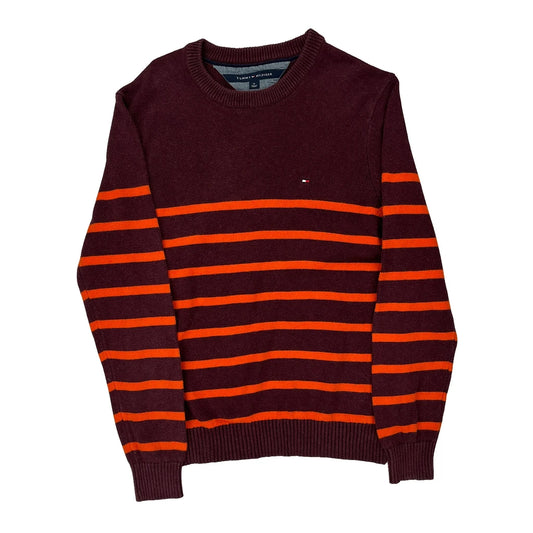 Tommy Hilfiger Striped Jumper - Medium Burgundy Cotton