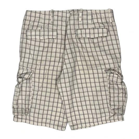 Vintage Levis Checked Cargo Shorts - 34W 10L White Cotton