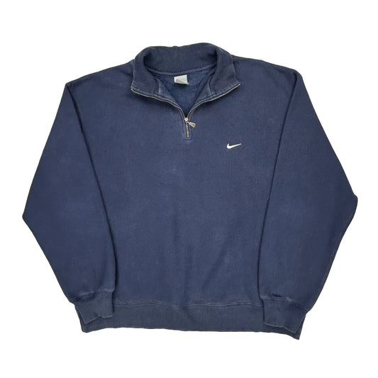 Nike 1/4 Zip - Large Blue Cotton