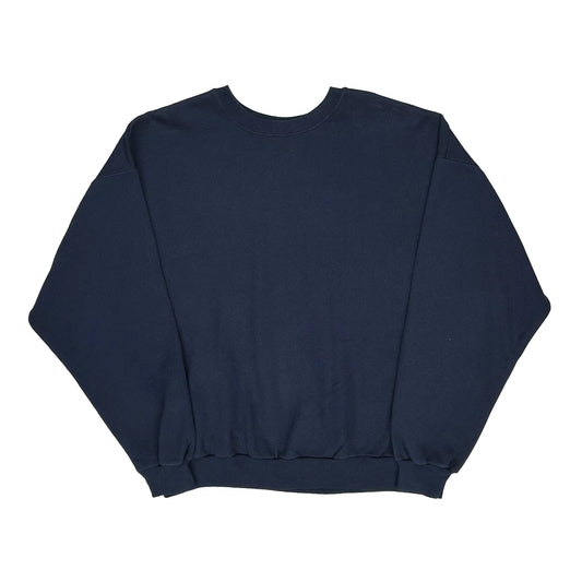 90S Blank Hanes Sweatshirt - XL Navy Cotton Blend