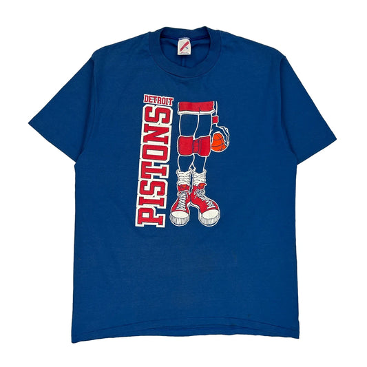 Detroit Pistons Jerzees Single Stitch T-Shirt - XL Blue Cotton Blend