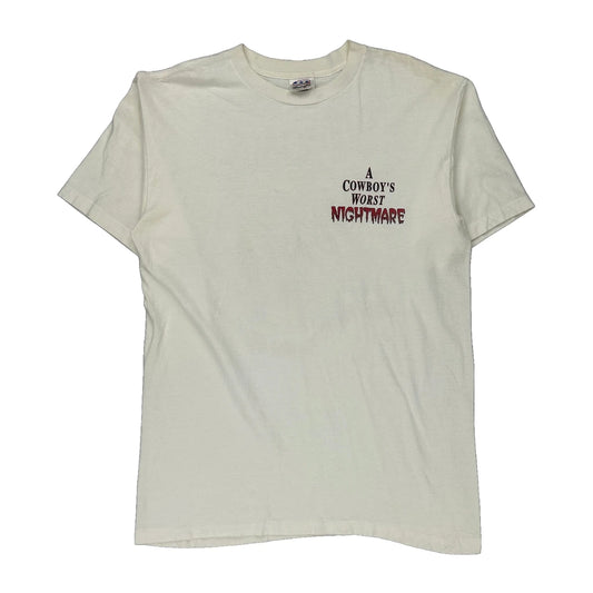 A Cowboy'S Worst Nightmare Wrangler Single Stitch T-Shirt - Large White Cotton
