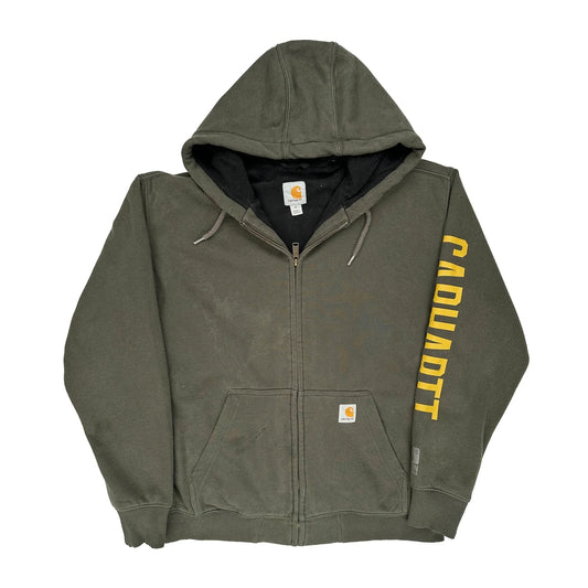 Carhartt Spellout Hoodie - Medium Green Cotton