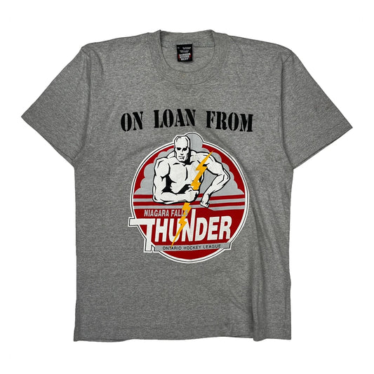 Niagara Falls Thunder Screen Stars Single Stitch T-Shirt - Large Grey Cotton Blend