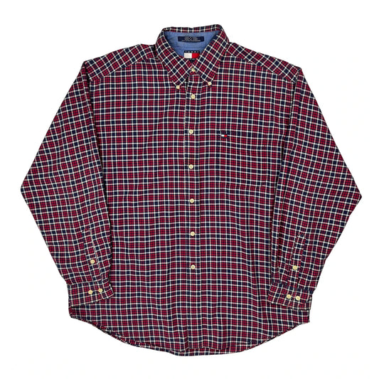 Vintage Tommy Hilfiger Checked Shirt - Large Red Cotton