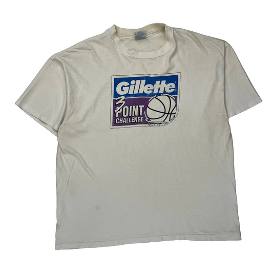 Gillette 3 Point Challenge Hanes Graphic T-Shirt - XL White Cotton