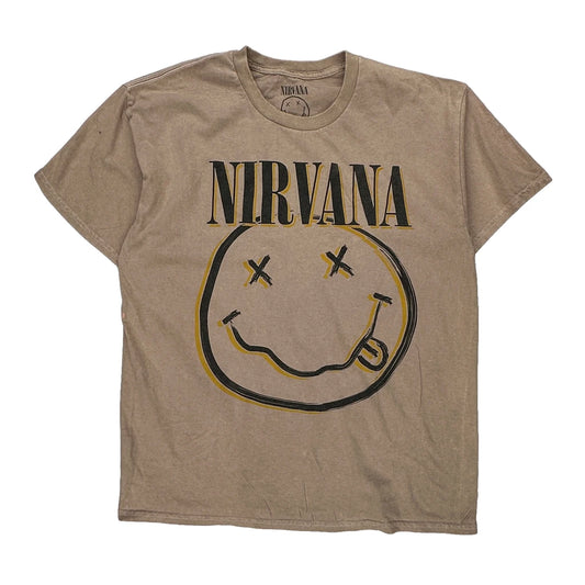 Nirvana Band T-Shirt - Large Beige Cotton