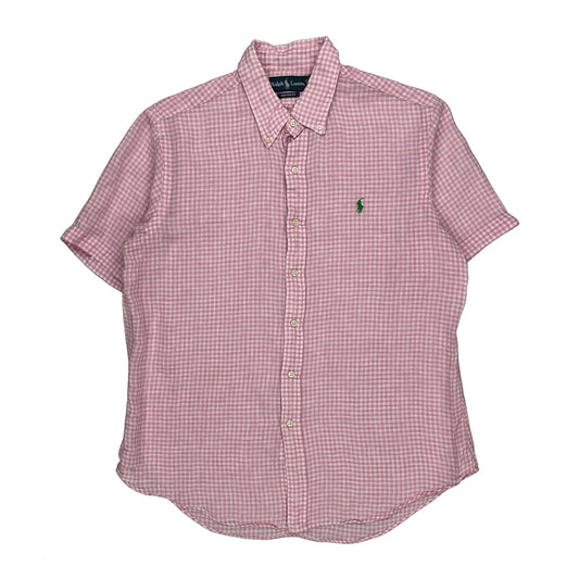 Ralph Lauren Checked Short Sleeve Shirt - Large Pink Cotton
