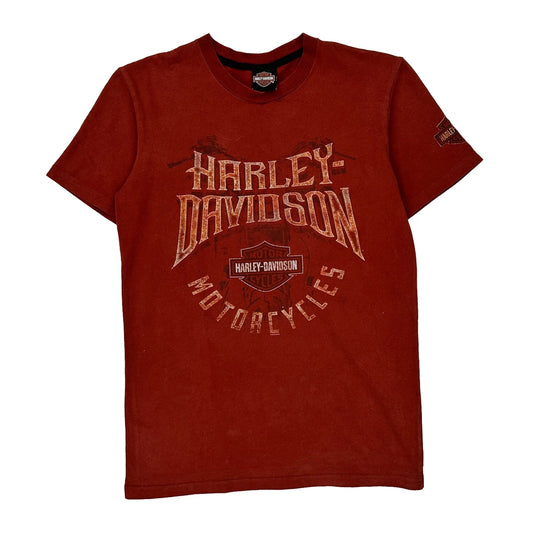 Harley Davidson Graphic T-Shirt - Small Red Cotton
