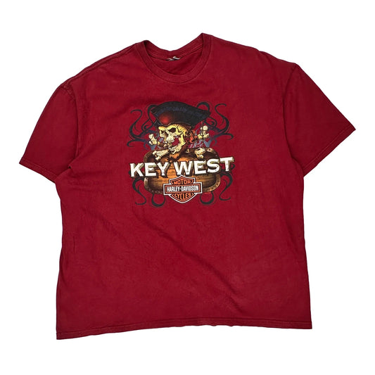 Key West Harley Davidson Graphic T-Shirt - 2XL Red Cotton